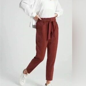 Athleta Skyline Paper Bag Waist Ankle Length Travel Pants